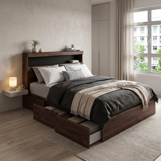 Scout Wooden Bed with Drawers (Queen)