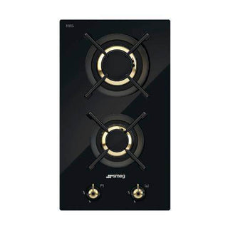 Megafurniture | Smeg Gas Hob 30cm 2 Burners Black Glass Ceramic PC32GNO | Hob