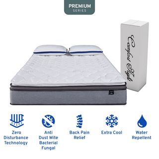 Somnuz® Comfort Night 12 Inch Water Repellent Teflon Fabric Latex Individual Pocketed Spring Mattress