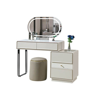 Megafurniture | Thaddeus Extendable Dressing Table with White Tempered Glass Top | Dressing Table