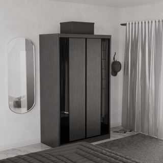 Megafurniture | Valkyrie Modular Wardrobe (Dark Oak with Black Glass) | Modular Wardrobe