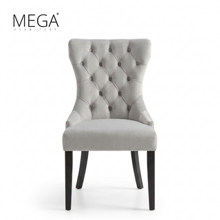Lunor Marble Dining Table & Veya Plush Fabric Dining Chair Set (1+8)