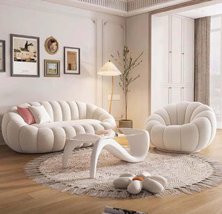 Phyllis Boucle Fabric Sofa in Cream