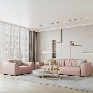 Reverie Pink Leathaire Sofa