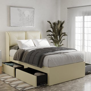 Mohave Faux Leather Drawer Bed Frame