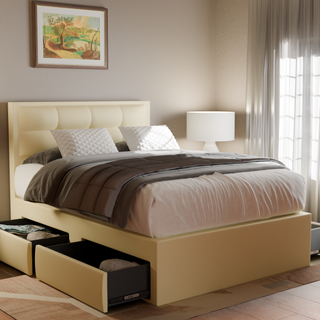 Robyn Faux Leather Drawer Bed Frame