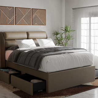 Fobbee Faux Leather Drawer Bed