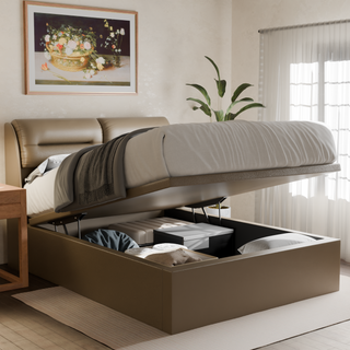 Hanubee Faux Leather Storage Bed