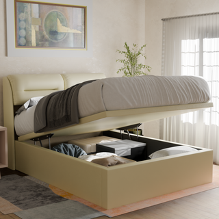 Hanubee Faux Leather Storage Bed