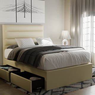 Keenan Faux Leather Drawer Bed