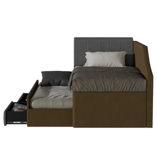 Quinslet Fabric Pull Out Bed with Drawer Storage