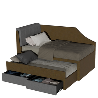 Quinslet Fabric Pull Out Bed with Drawer Storage