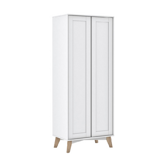 Megafurniture | Xandra 2 Door White Wardrobe (80cm) | Open Door Wardrobe