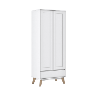 Megafurniture | Xandra II 2 Door White Wardrobe (80cm) | Open Door Wardrobe