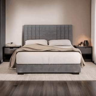 Megafurniture | York Grey Bed Frame + Somnuz® Durafirm 10" Spring Mattress | Bed + Mattress