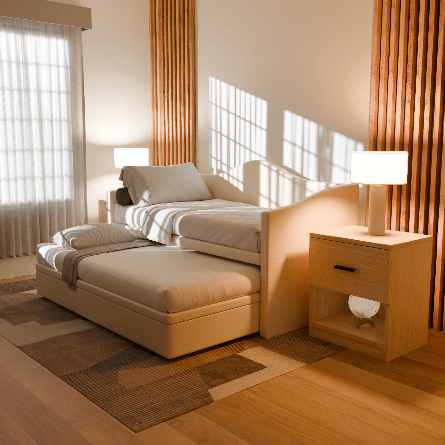 Megafurniture | Zaxe Faux Leather Pull Out Bed with Storage | Pull Out Bed