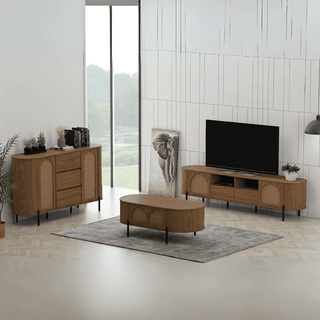 Megafurniture | Zoya Rattan Living Room Set (Coffee Table + TV Console + Shoe Cabinet) | Living Room Set