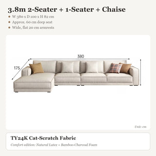 3.8m 2-Seater + 1-Seater + Chaise