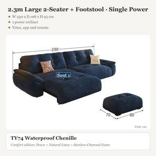 2.3m Large 2-Seater + Footstool · Single Power