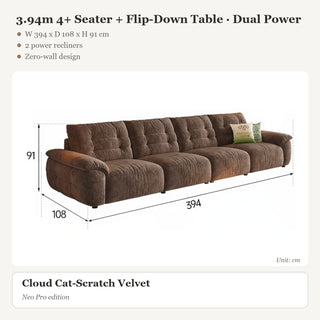 3.94m 4+ Seater + Flip-Down Table · Dual Power