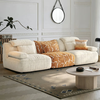 Two-tone chenille sofa in a living room