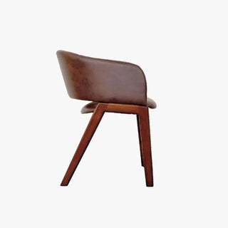 Acacius Brown Leathaire Wooden Dining Chair Singapore