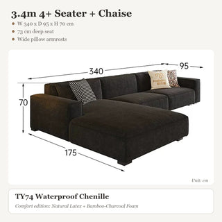 3.4m 4+ Seater + Chaise