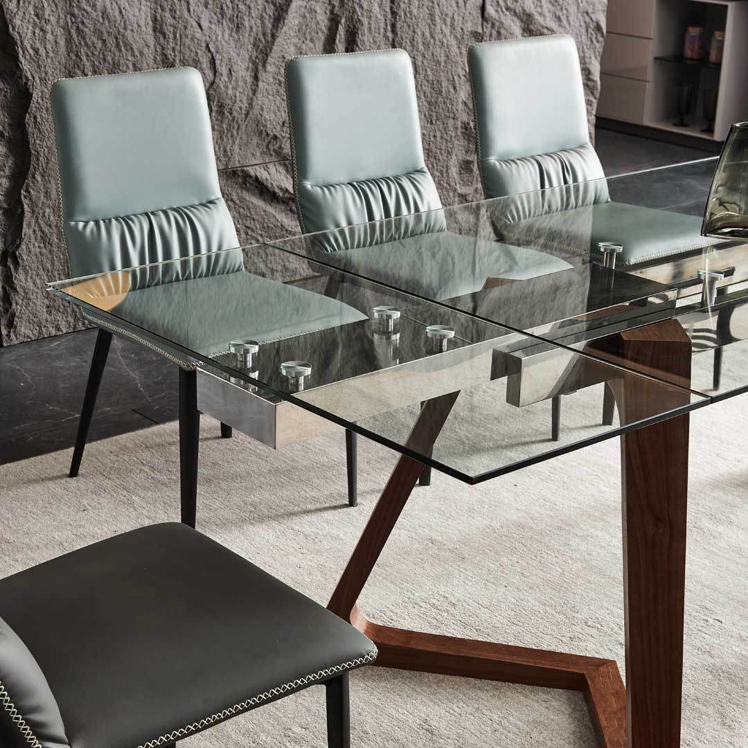 Aida Clear Tempered Glass Extendable Dining Table (130cm/140cm/160cm) Singapore