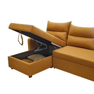 Alice L-Shaped Brown Storage Sofa Bed Singapore