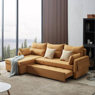 Alice L-Shaped Brown Storage Sofa Bed Singapore