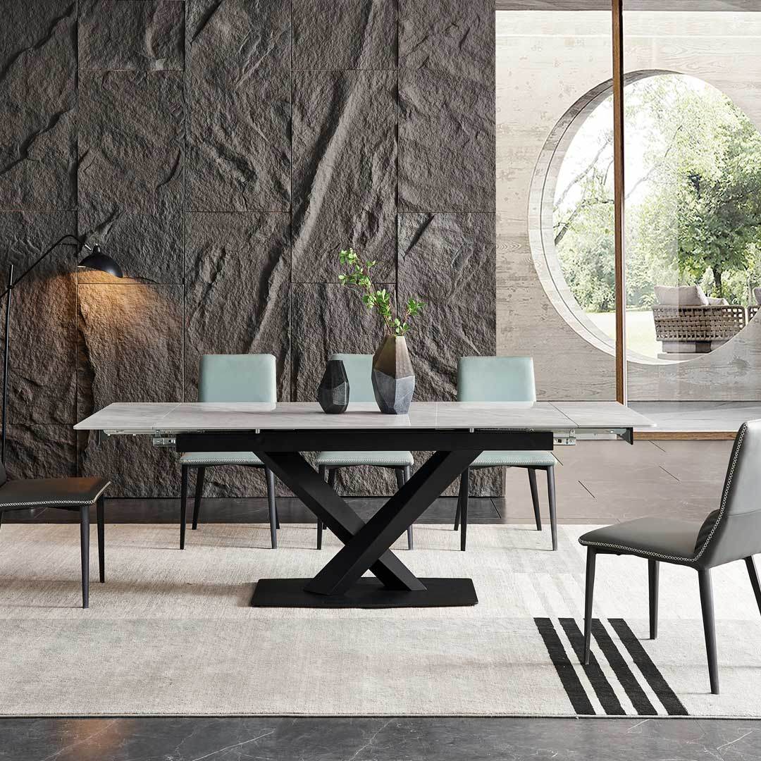 Alix Glossy Sintered Stone Extendable Dining Table (120cm/140cm/160cm) Singapore