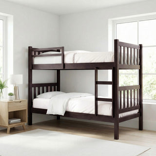 Alondra Walnut Wooden Double Decker Bed Frame