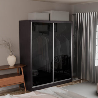 Megafurniture | Amity Modular Wardrobe A01 (Black Transparent Glass) | Modular Wardrobe