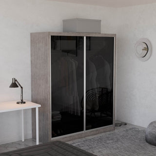 Megafurniture | Amity Modular Wardrobe A01 (Black Transparent Glass) | Modular Wardrobe