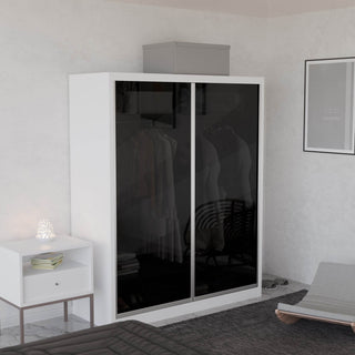 Megafurniture | Amity Modular Wardrobe A01 (Black Transparent Glass) | Modular Wardrobe