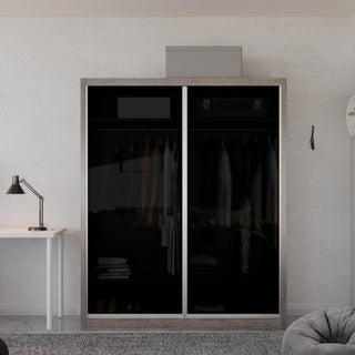 Megafurniture | Amity Modular Wardrobe A01 (Black Transparent Glass) | Modular Wardrobe