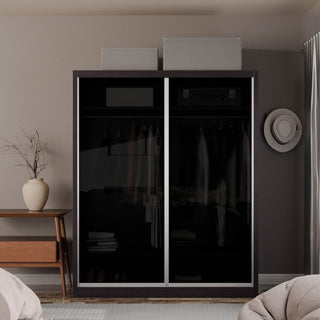 Megafurniture | Amity Modular Wardrobe A01 (Black Transparent Glass) | Modular Wardrobe