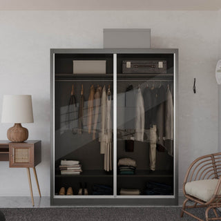 Megafurniture | Amity Modular Wardrobe A04 (Tinted Clear Glass) | Modular Wardrobe