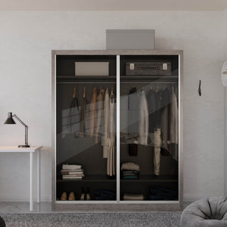 Megafurniture | Amity Modular Wardrobe A04 (Tinted Clear Glass) | Modular Wardrobe