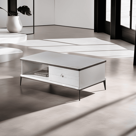 Annalisa Coffee Table with Glossy White Jade Stone Top Singapore