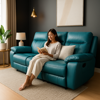 Arabella Genuine Leather Manual Recliner Sofa