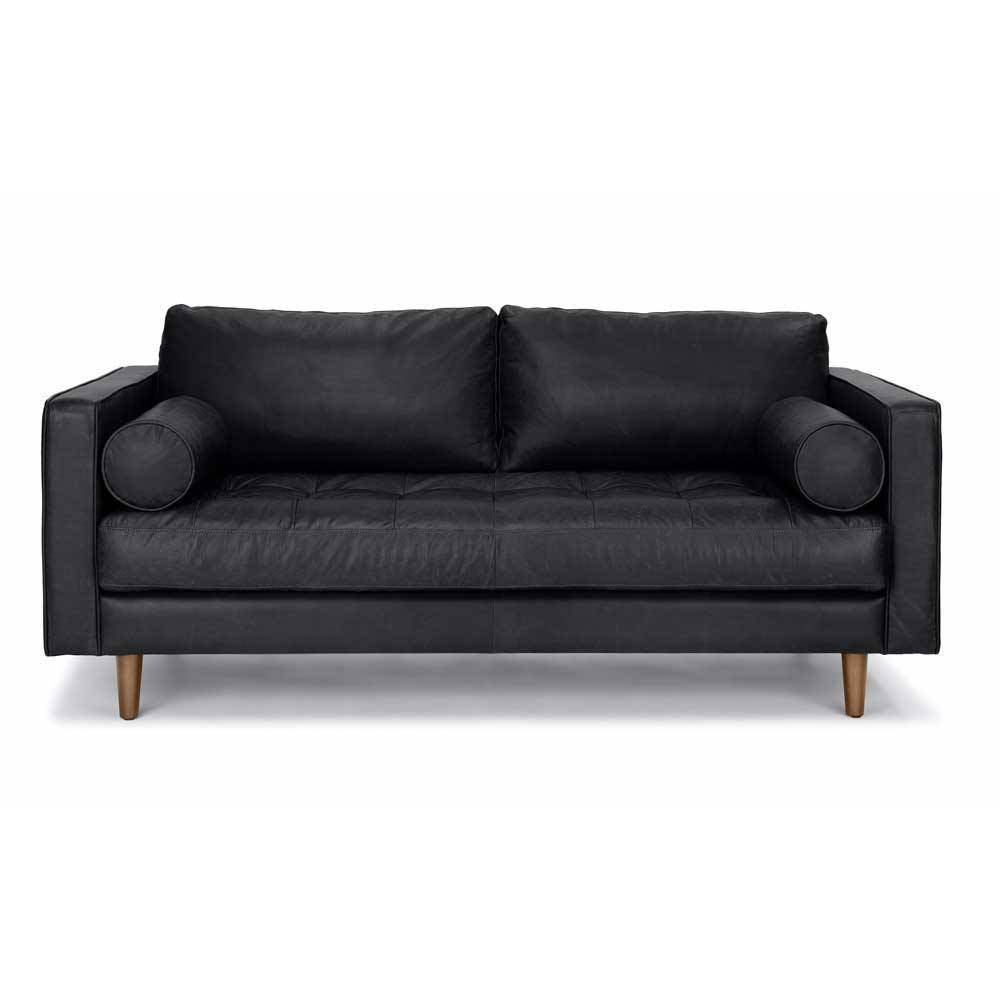 Ashla Black Faux Leather Sofa