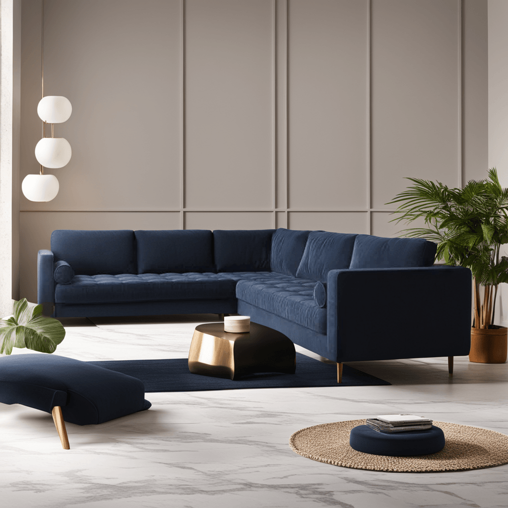 Buy affordable Ashla Blue Velvet Fabric Sectional Sofa at Megafurniture ...