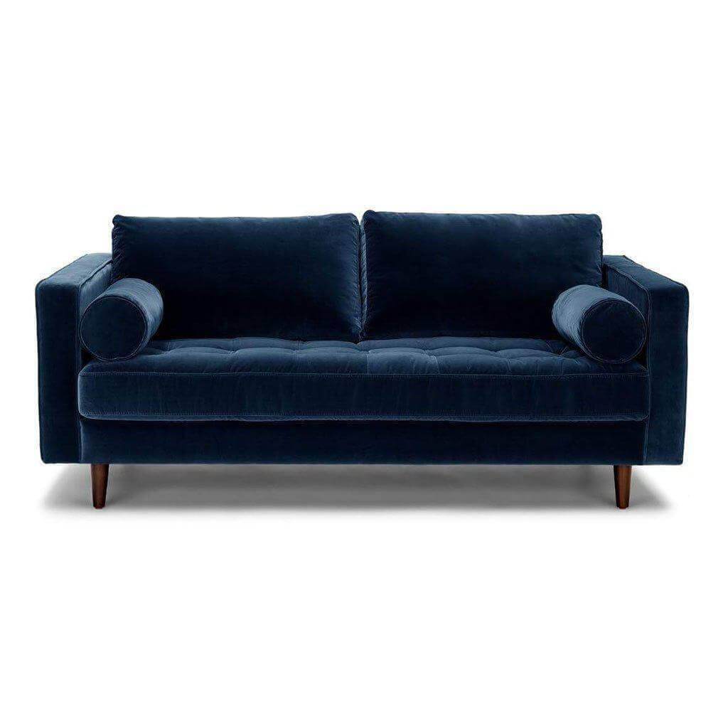 Ashla Blue Velvet Fabric Sofa