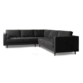 Ashla Grey Velvet Fabric Sectional Sofa Singapore