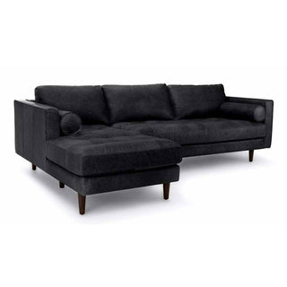 Ashla L-Shape Black Faux Leather Sofa Singapore