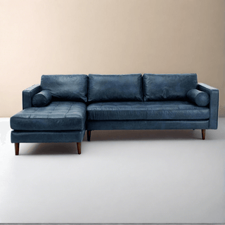 Ashla L-Shape Blue Faux Leather Sofa Singapore