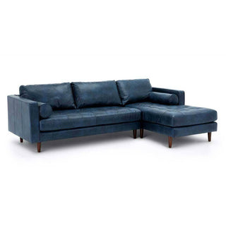 Ashla L-Shape Blue Faux Leather Sofa Singapore