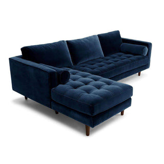 Ashla L-Shape Blue Velvet Fabric Sofa Singapore