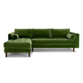Ashla L-Shape Green Velvet Fabric Sofa Singapore